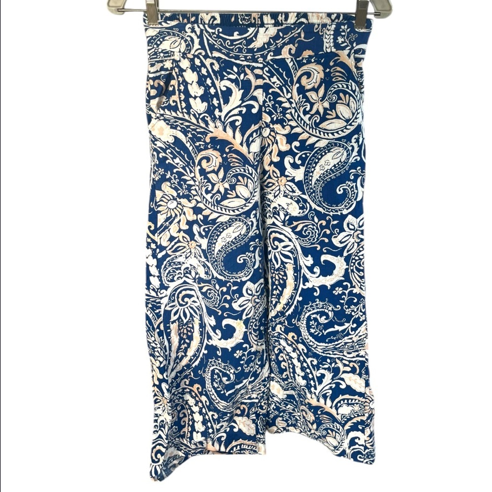 Nicole Miller Navy Paisley Wide Leg Pants | Festival | Yoga | Beach